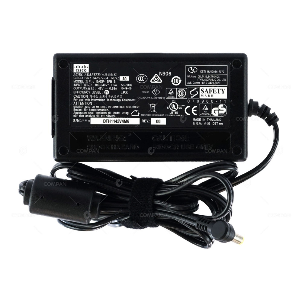 34-1977-04 CISCO 18W 48V 0.38A AC/DC ADAPTER